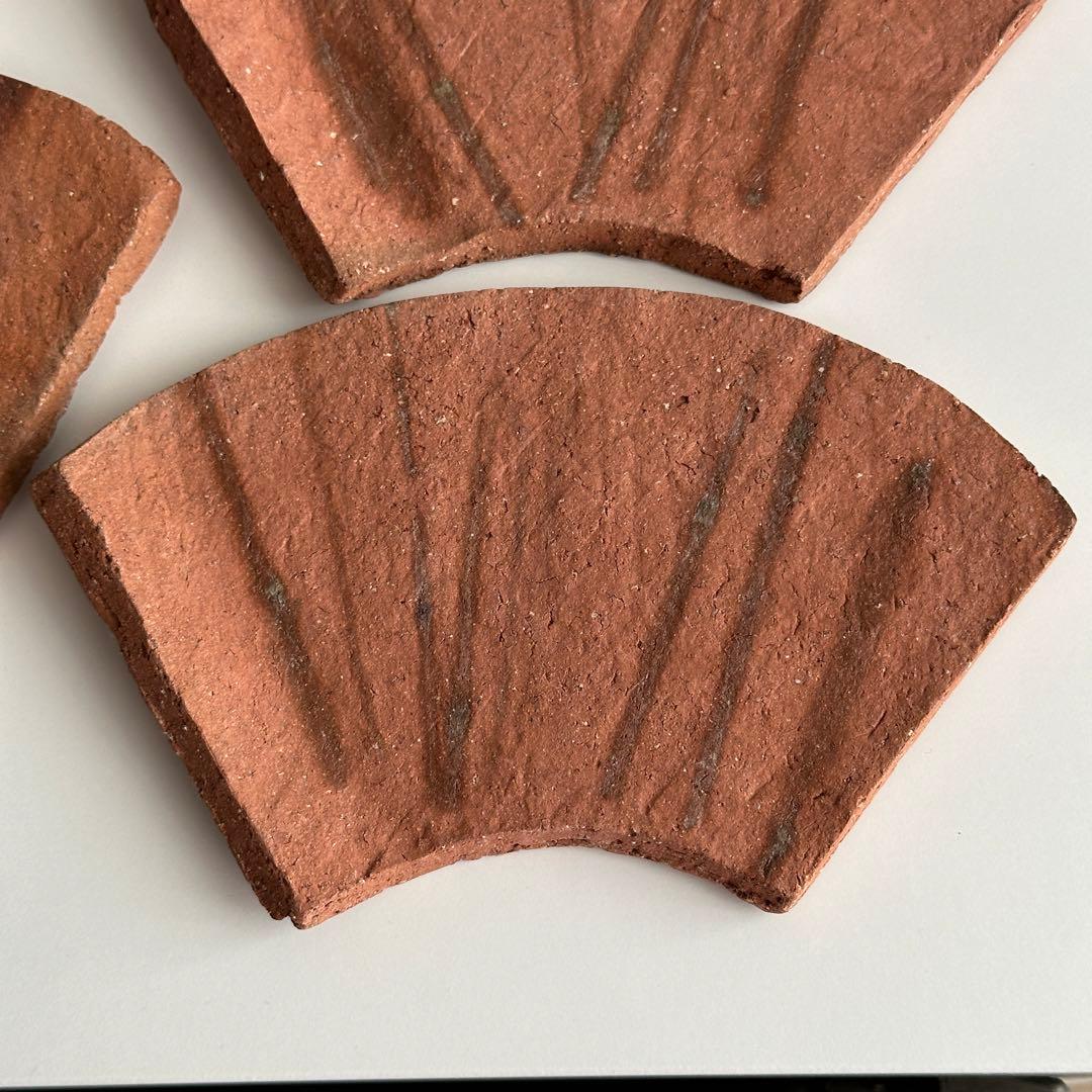 各見政峯 備前 皿 緋襷 扇面皿 5枚 共箱