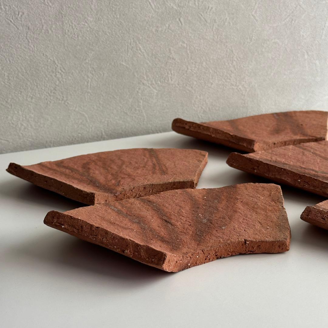 各見政峯 備前 皿 緋襷 扇面皿 5枚 共箱