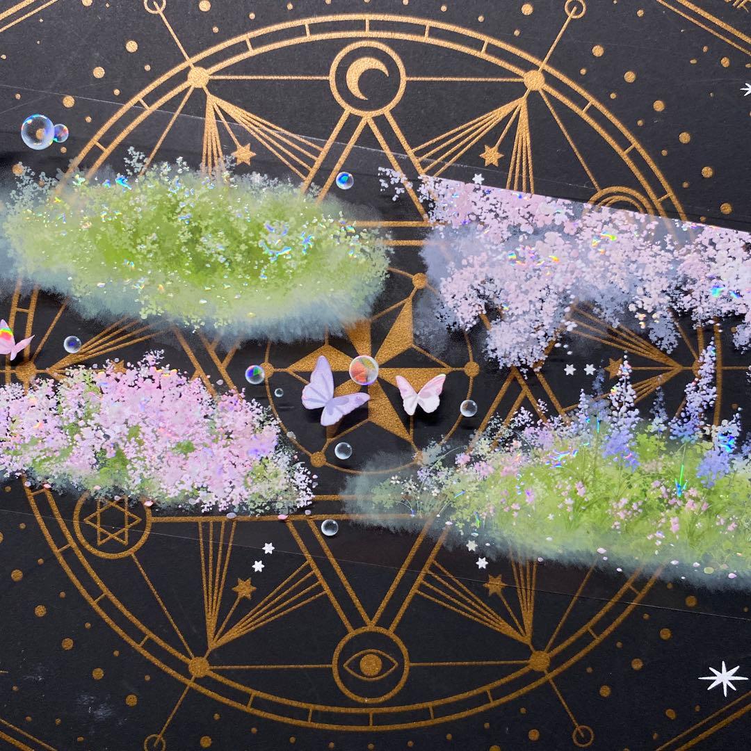 【9160】海外　中古巻　貝殻光マスキングテープ　半透明　芝生　お花　装飾系