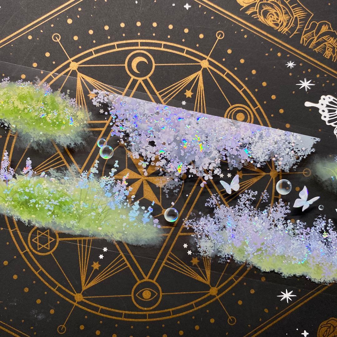 【9160】海外　中古巻　貝殻光マスキングテープ　半透明　芝生　お花　装飾系