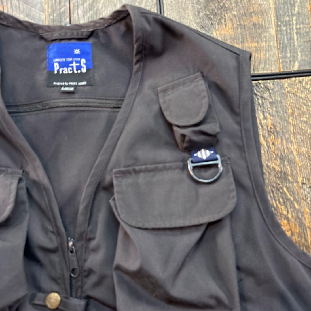 古着　フィッシングベスト　ブラック　フライベスト　多ポケット L アウトドア