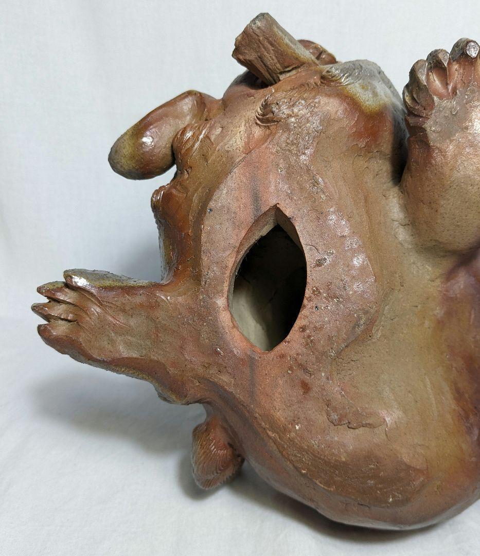 藤原陶臣 備前焼 牡丹獅子 置物 工芸品 厄除け 魔除け インテリア 縁起物