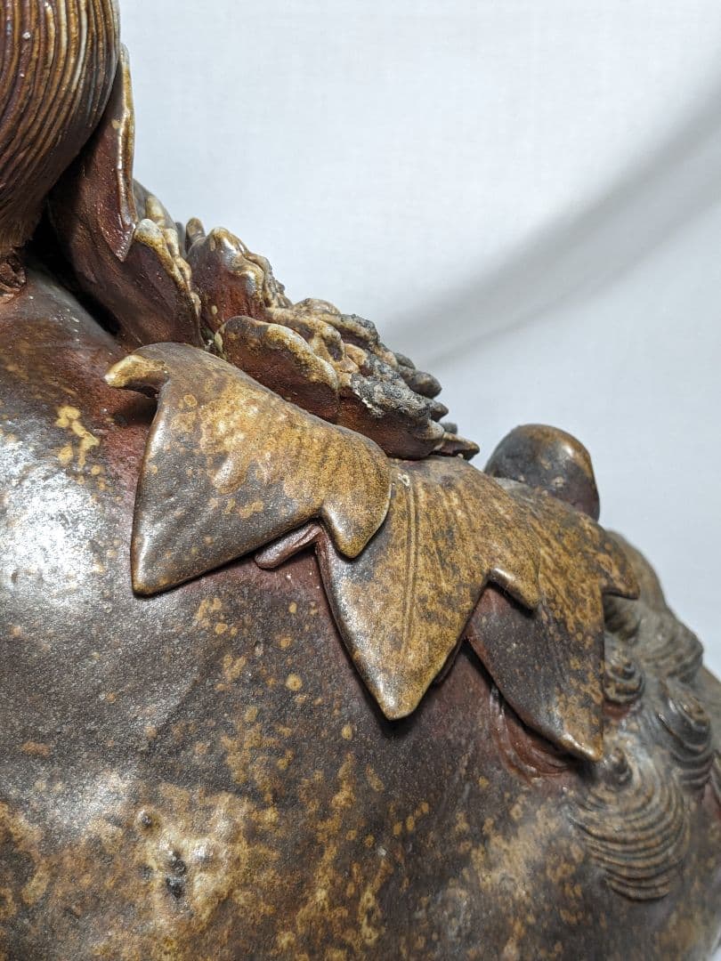 藤原陶臣 備前焼 牡丹獅子 置物 工芸品 厄除け 魔除け インテリア 縁起物