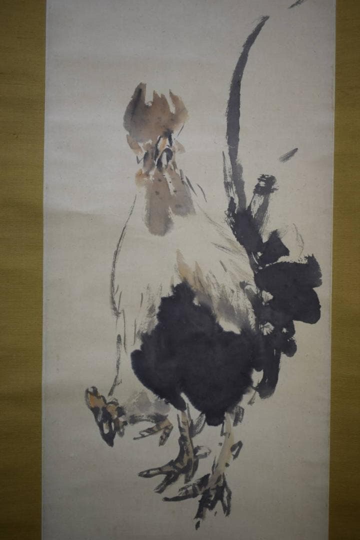 真作/冨田溪仙/富田渓仙/鶏図/布袋屋掛軸HG-624