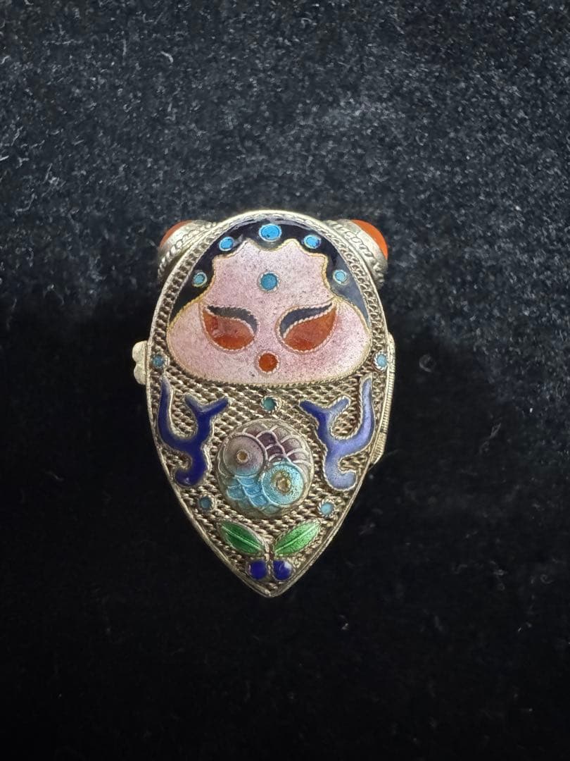 中国 七宝 銀細工 silver 宝石ケース 天然石