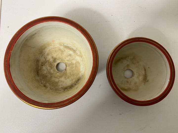 九谷焼≪ 九谷庄三銘 ≫ 金彩赤絵色絵 花鳥・竹林の七賢人図 丸形三足小品植木鉢