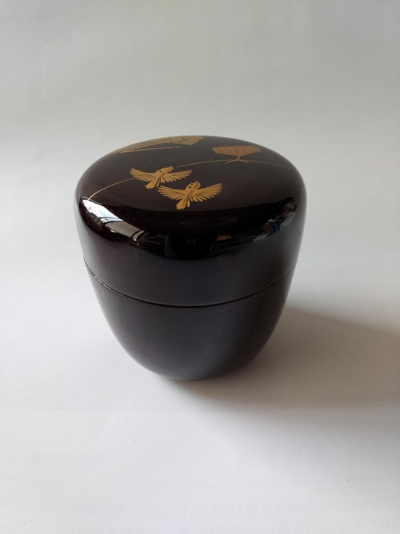 茶道具 茶器 溜塗 鳴子蒔絵 中棗 牧田芳祥 漆器 漆芸 抹茶 棗 共箱 新品