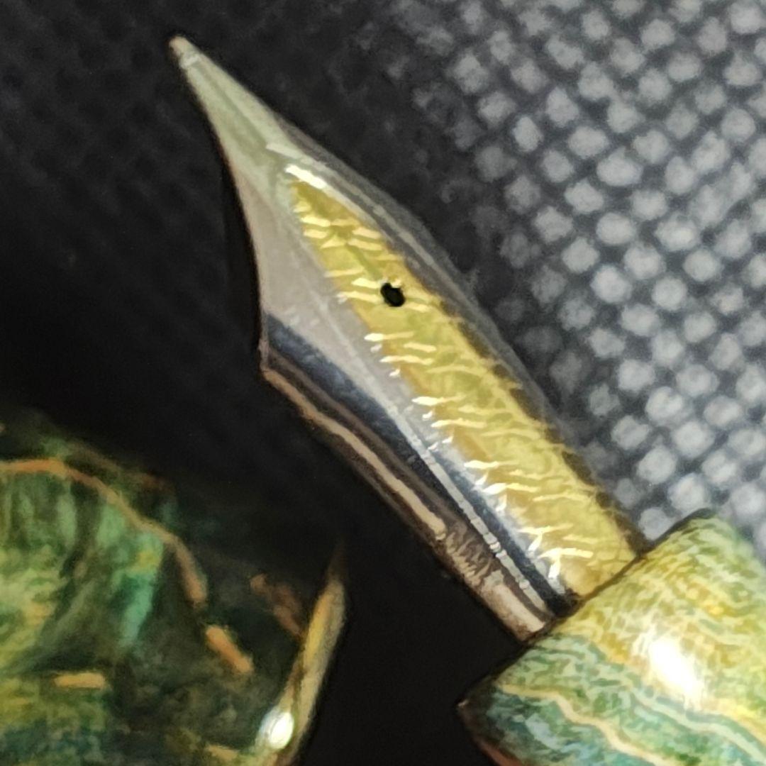 hongdian 木軸 万年筆 長刀研ぎ調ペン先換装 NMF グリーン