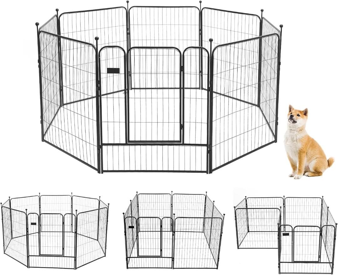 PETTOM 犬 サークル ペットフェンス 中大型犬用(高さ100cm-八枚)