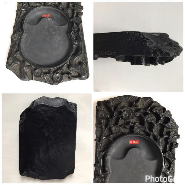 【新品未使用品】松梅図細密高彫細工蓋付硯 韓国製