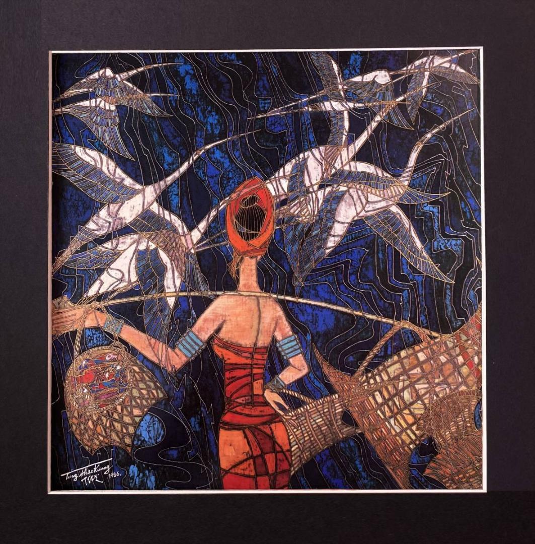 丁紹光、『波音』、希少な画集より、新品額装付、マット額装付き