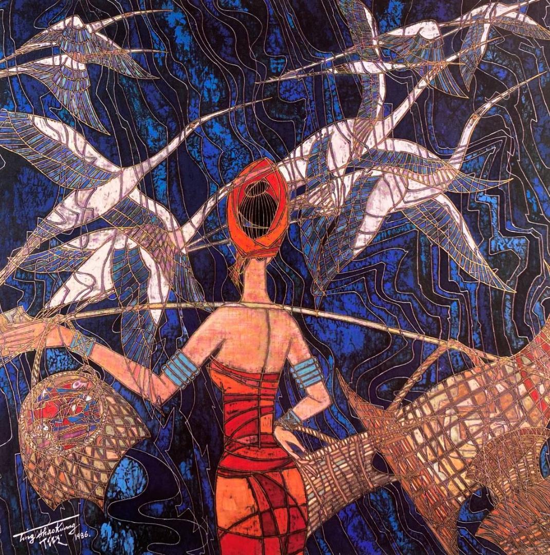 丁紹光、『波音』、希少な画集より、新品額装付、マット額装付き