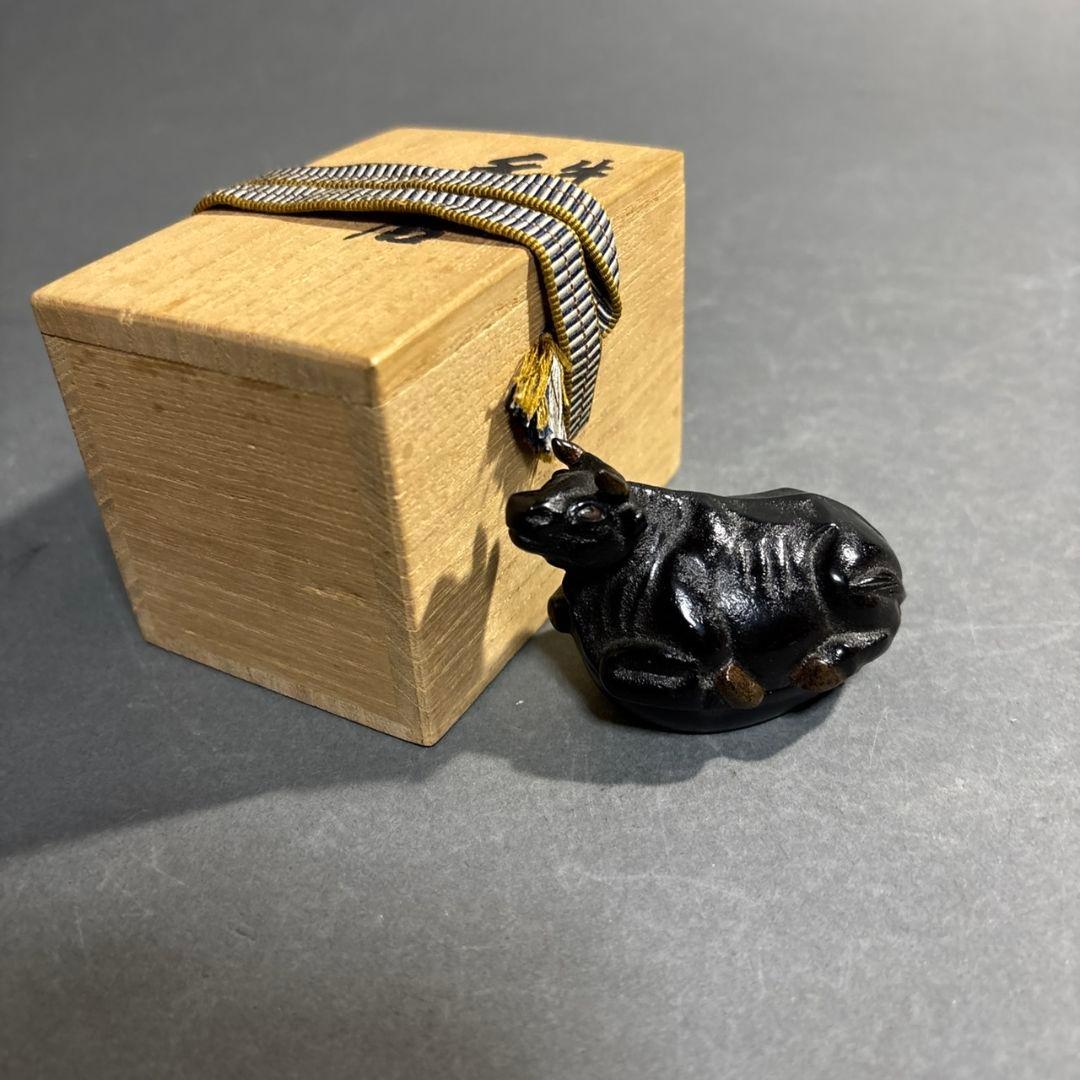 輪島塗　江尻美輪　玄舟　牛　香合　共箱