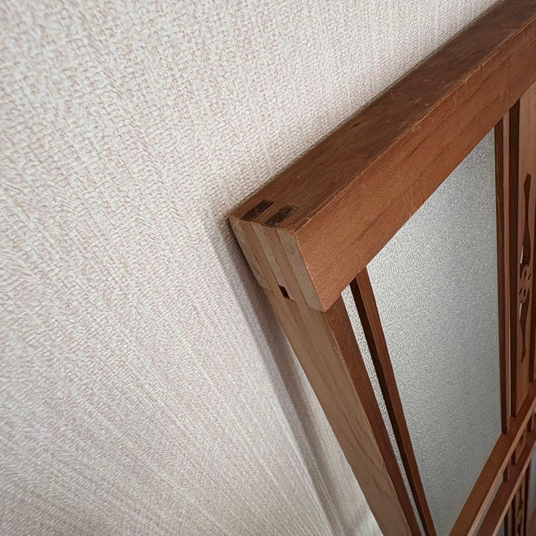 昭和板型ガラス　木枠付き　透かし彫り パーテーションの部品　間仕切り　衝立