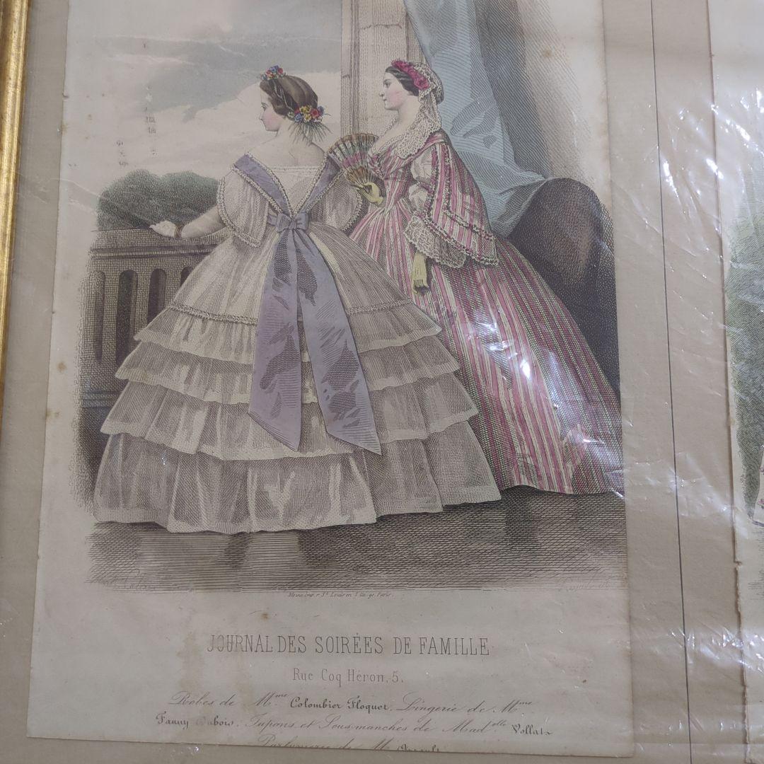 19世紀ファッションイラストセット　額入り