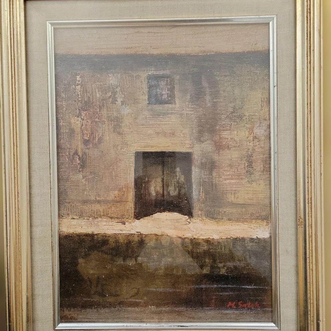 風景画 油彩画 木製フレーム付き　作者 m.satoh