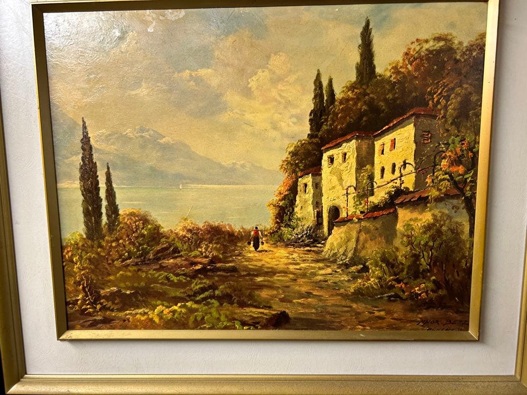 アンドレ.ベッツ　コモ湖畔風景複製画