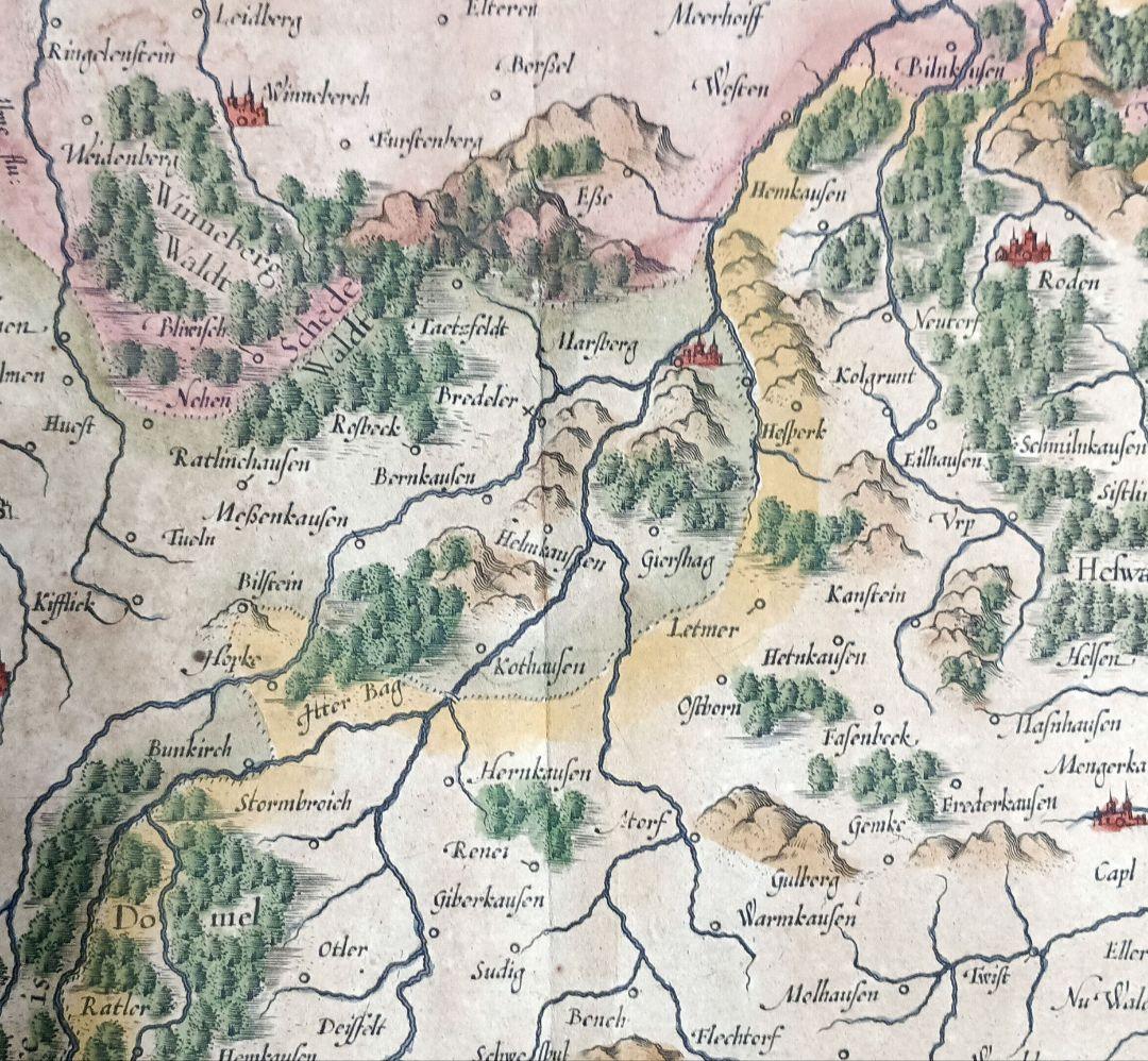 額装品　西洋古地図　17世紀　G.MERCATOR 「Waldeck」美品