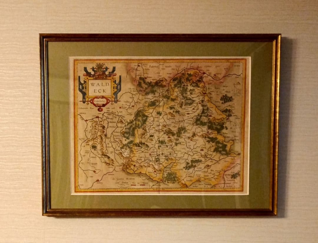 額装品　西洋古地図　17世紀　G.MERCATOR 「Waldeck」美品