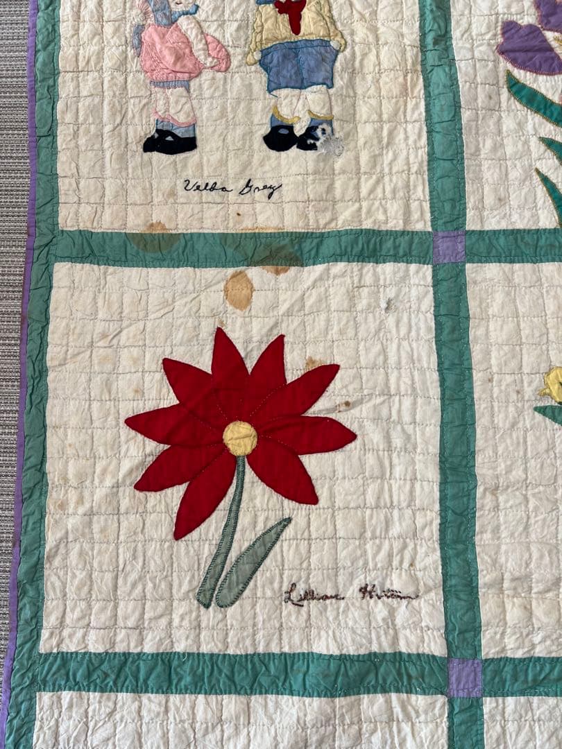 アンティークキルト✴︎刺繍キルト✴︎アップリケキルト