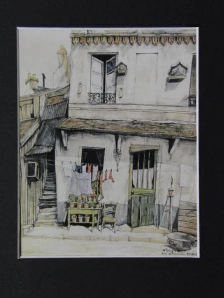 藤田嗣治、「Rua d'Arsonval」、希少画集の額装画、人気作品