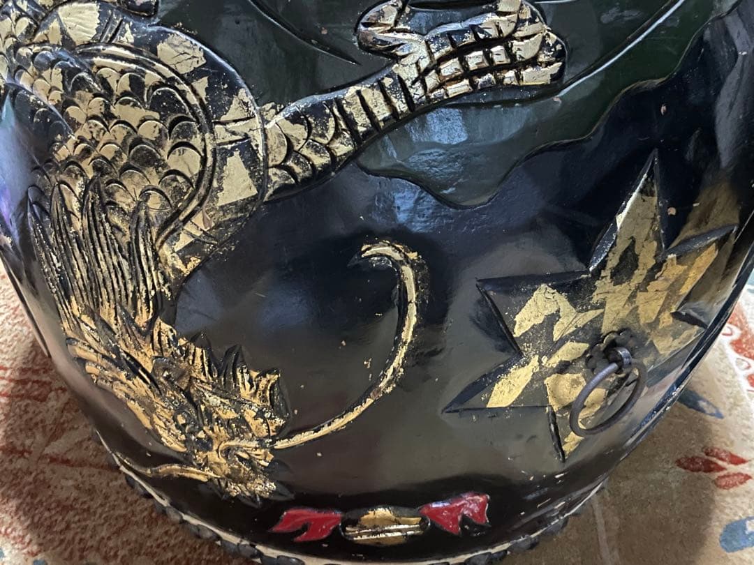 太鼓　和太鼓　アンティーク　木彫り　龍彫り　オブジェ　古道具　アンティーク　民藝