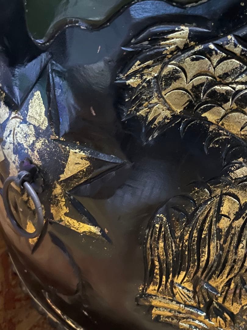 太鼓　和太鼓　アンティーク　木彫り　龍彫り　オブジェ　古道具　アンティーク　民藝