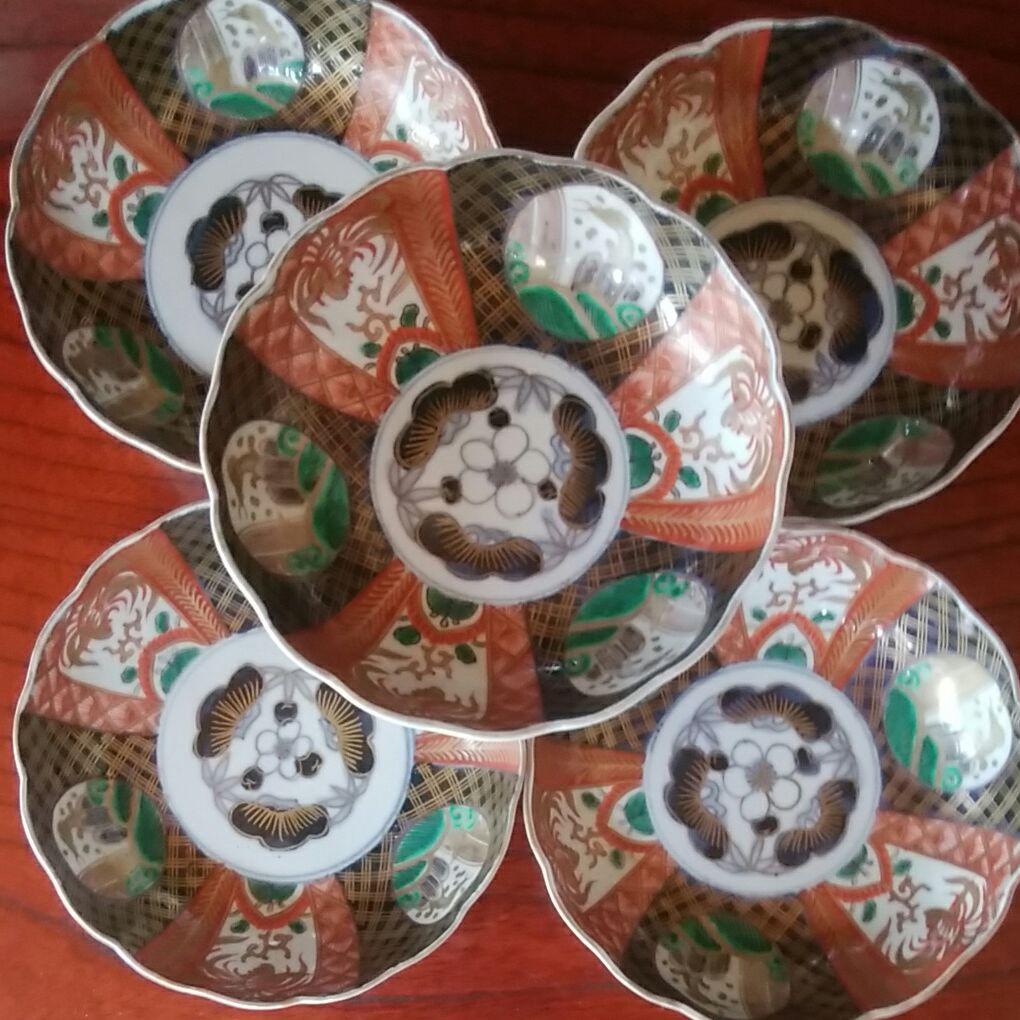 151  古伊万里　金襴染錦　色絵　5客