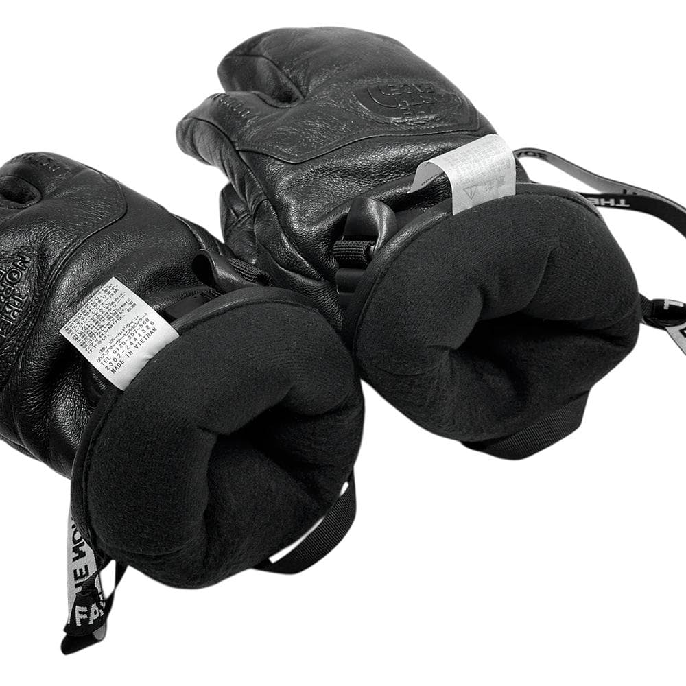 美品 THE NORTH FACE 3フィンガー 本革 レザー グローブ 黒S