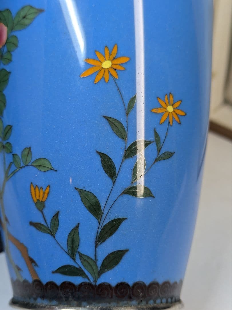 myday公式アカウント様　七宝花瓶　尾張七宝　花鳥　壺　骨董　七宝細工　古玩