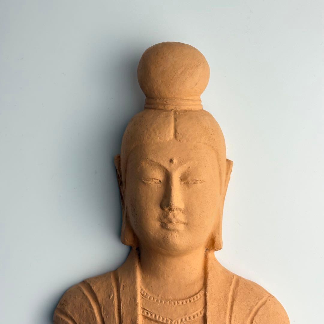 彫刻家 矢形勇 作 有神窯 佛 頭 仏教美術 仏像 仏頭 陶器 置物