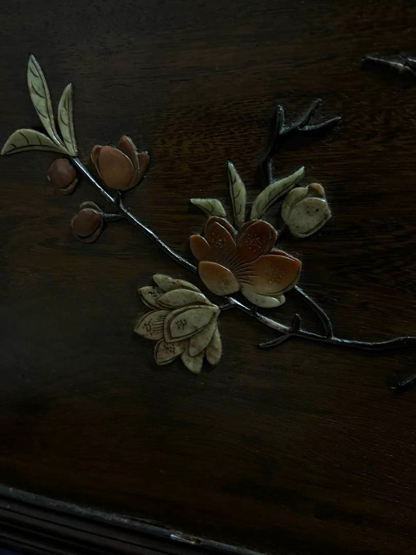 【お値下げ】中国　貴石貼　花鳥扁額