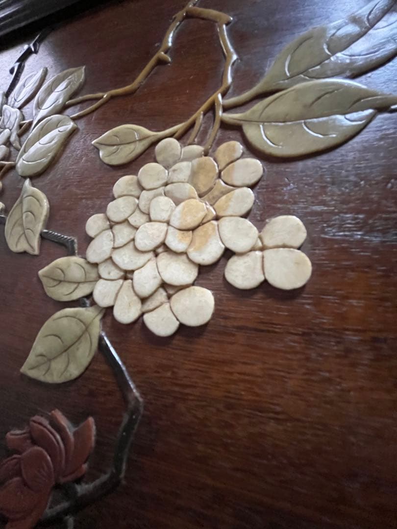 【お値下げ】中国　貴石貼　花鳥扁額