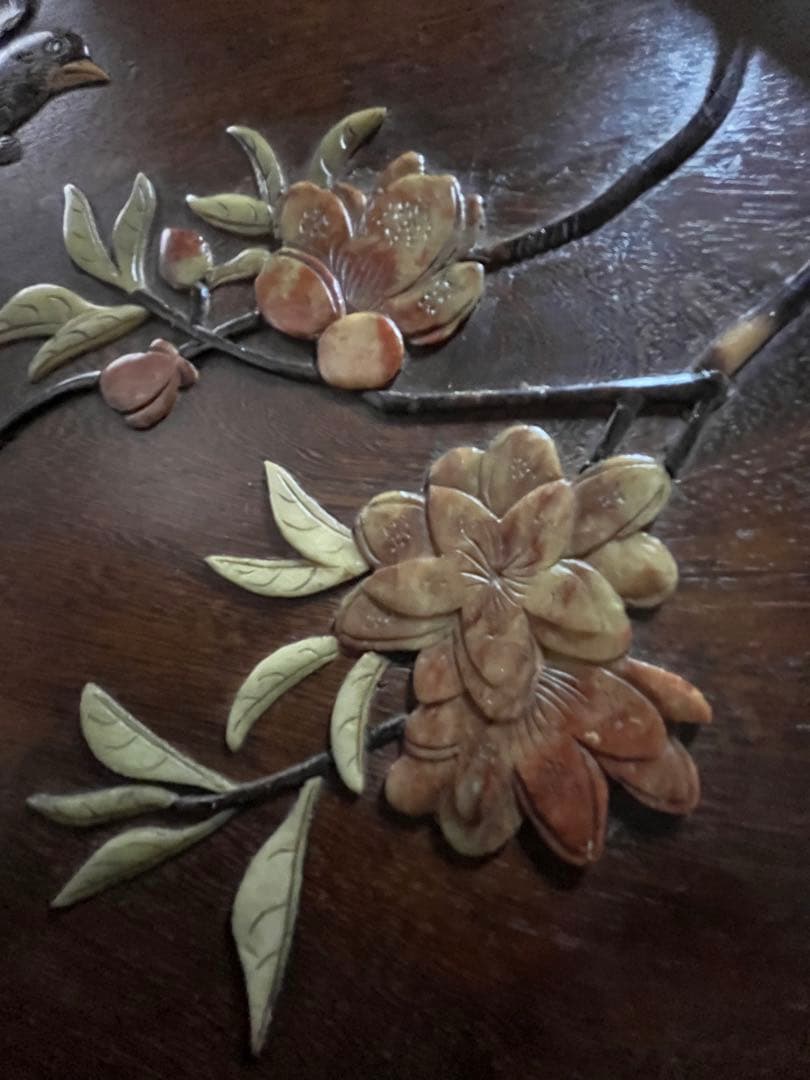 【お値下げ】中国　貴石貼　花鳥扁額