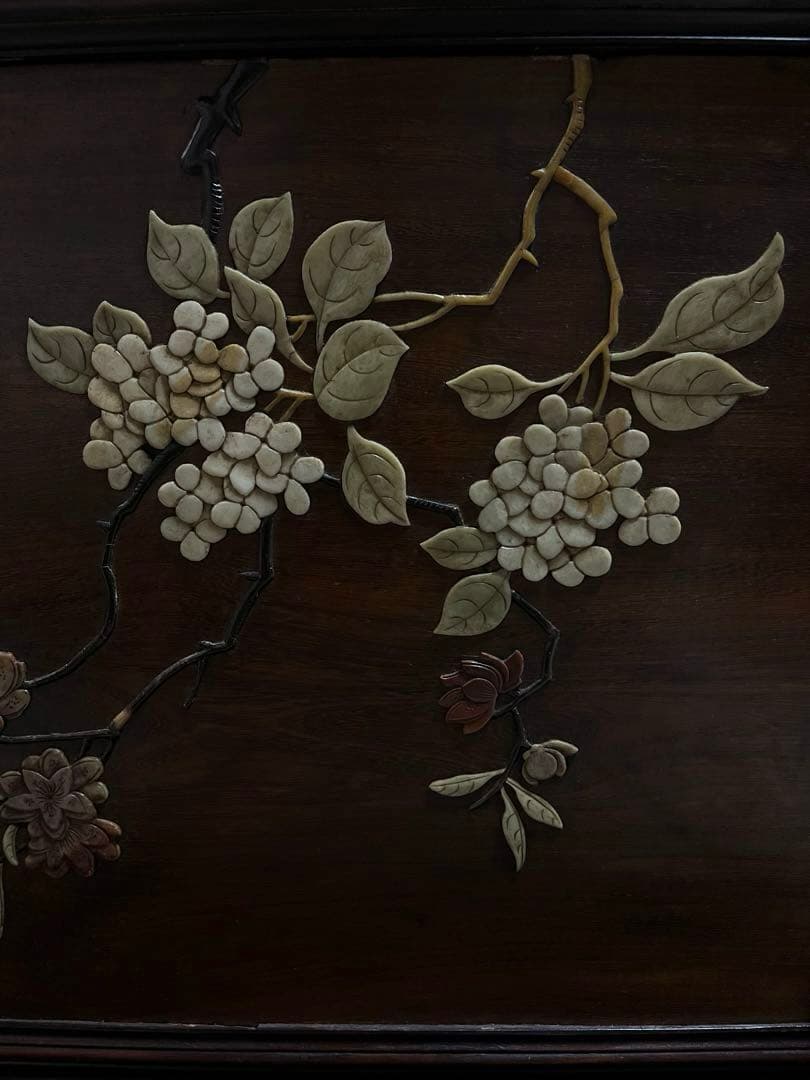 【お値下げ】中国　貴石貼　花鳥扁額