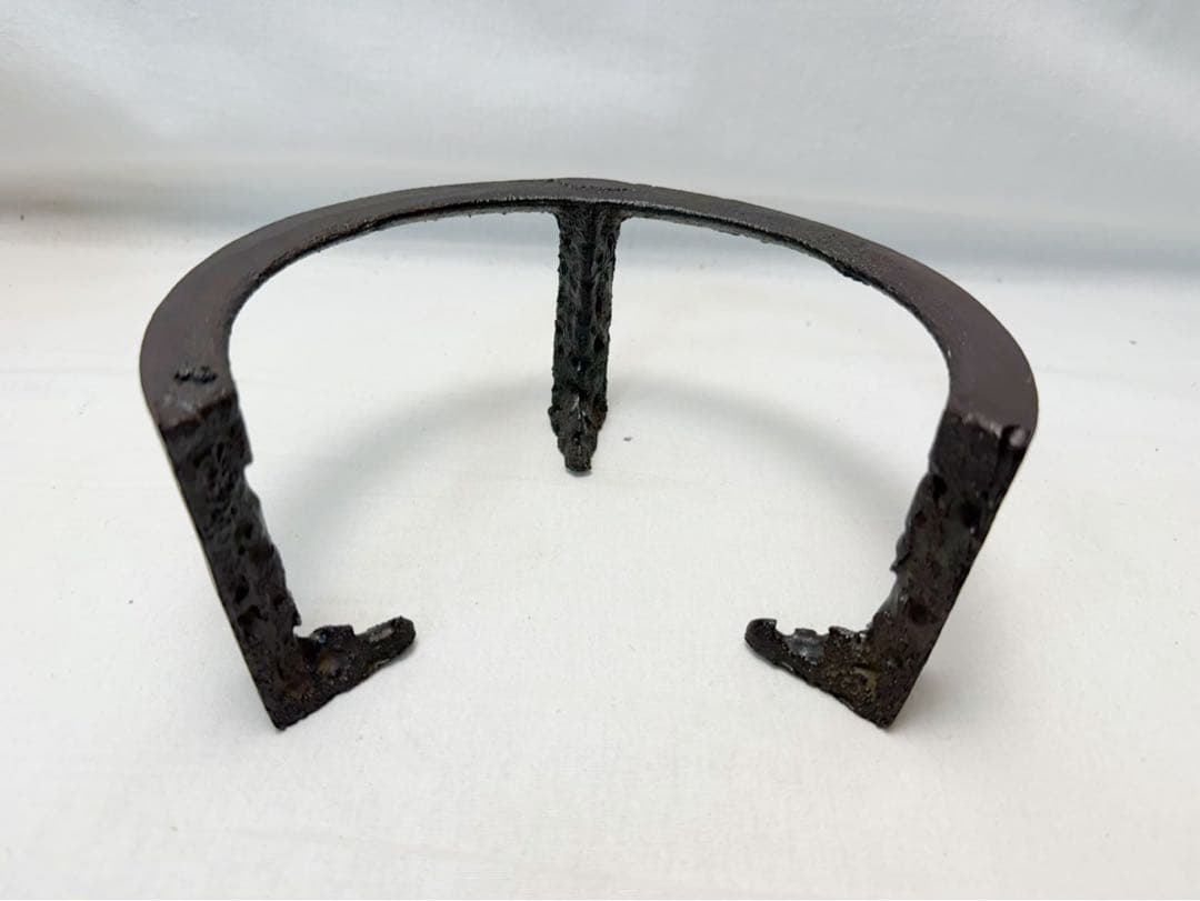 未使用 茶道具 菊地政光造 笹瓜虫喰 風炉五徳 風炉 茶釜 三つ爪 共箱