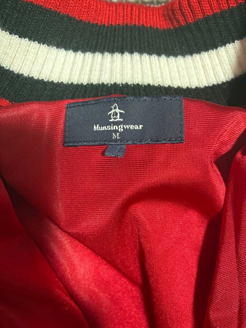 Munsingwear 赤 チェック柄 セーター&ニット帽