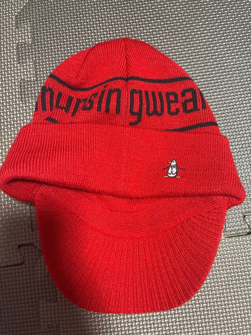 Munsingwear 赤 チェック柄 セーター&ニット帽