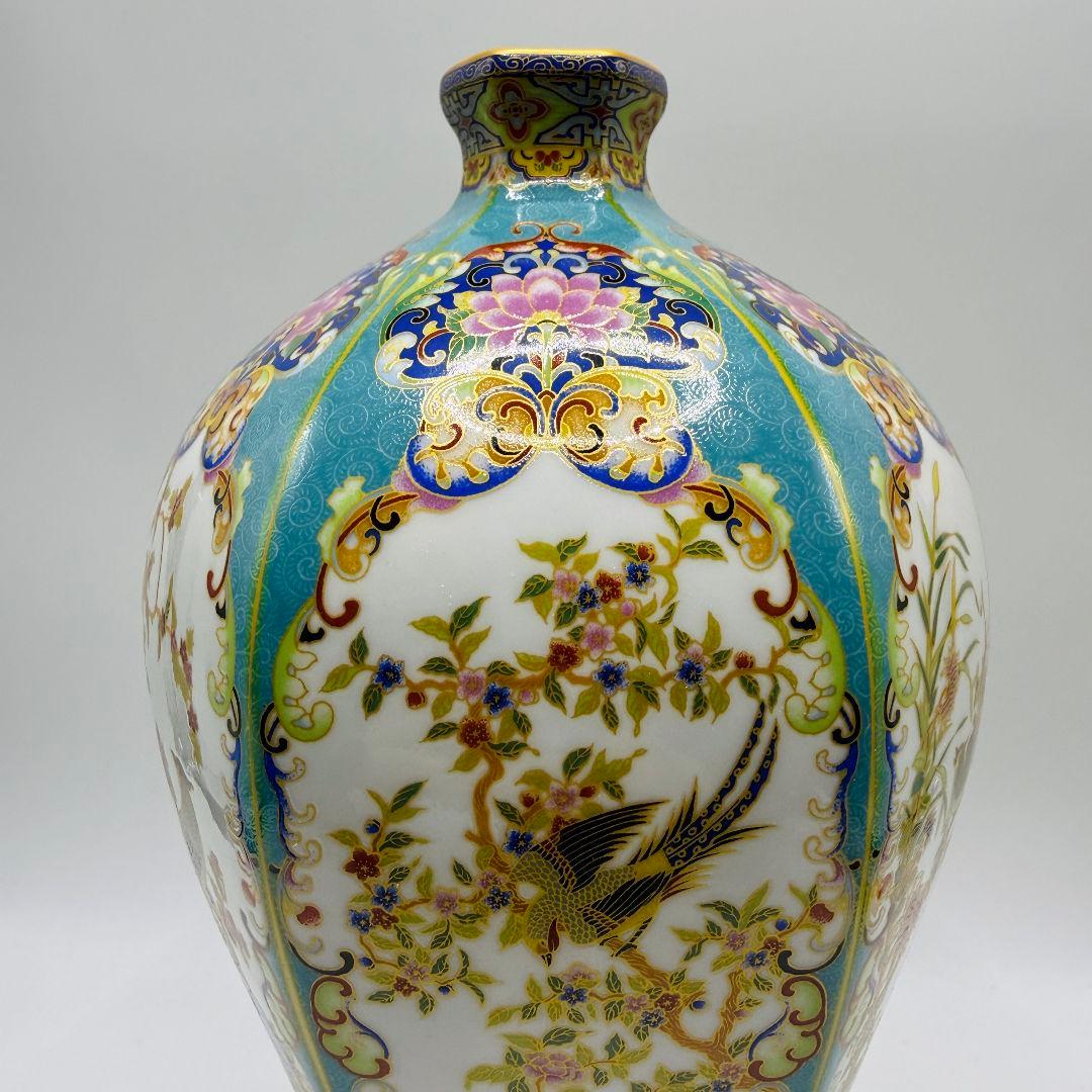 L107 六方花鳥梅瓶骨董磁器