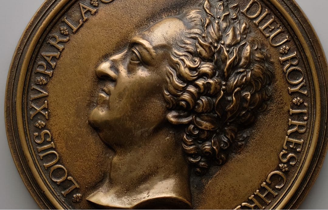 フランス ルイ15世高浮彫 メダル レプリカ彫刻 アンティーク風 ヴィンテージ