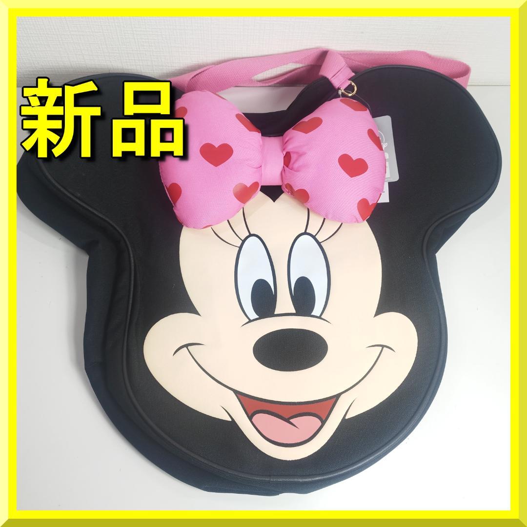 ミニーマウス ビッグフェイス トートバッグ ピンクハート 海外ディズニ IEb4