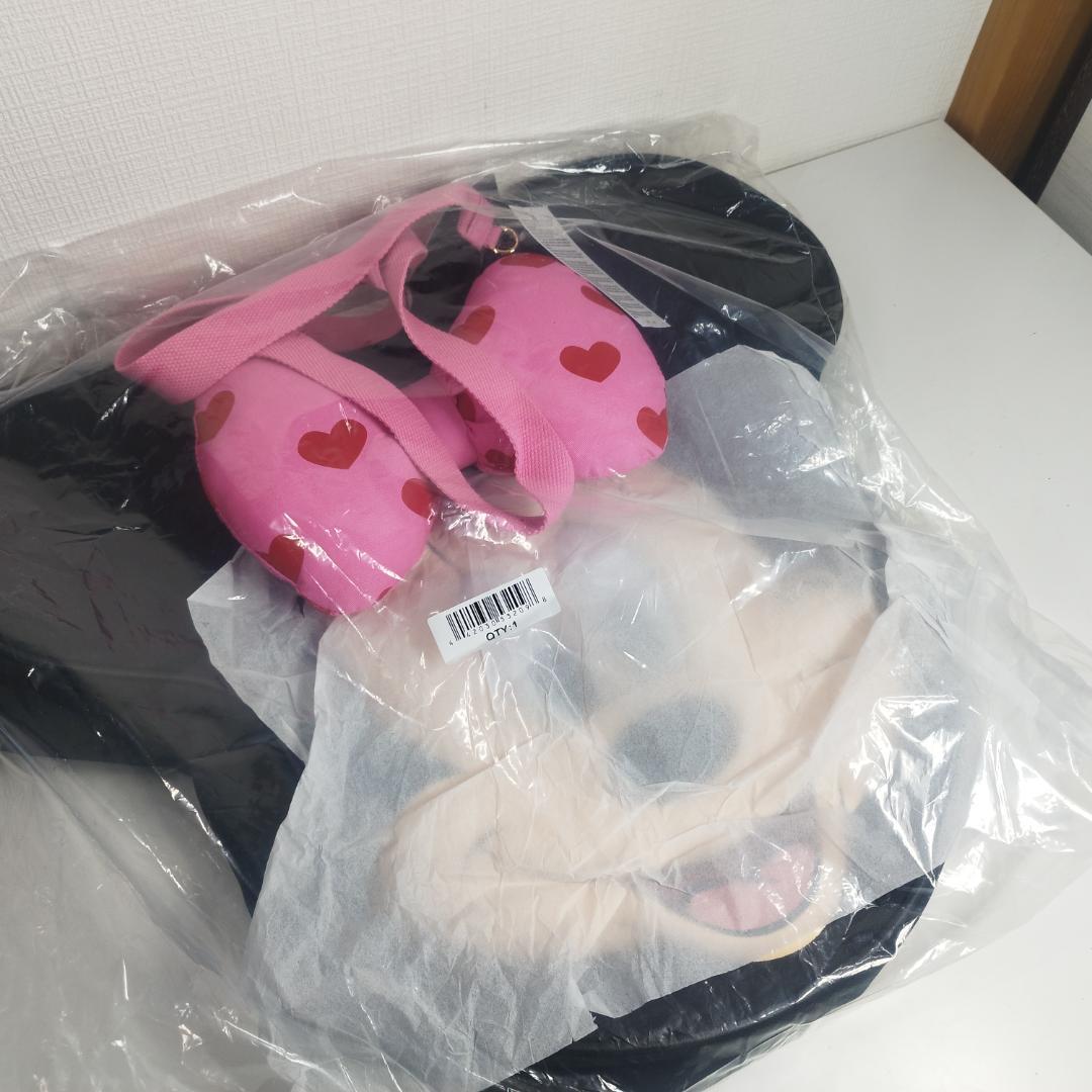 ミニーマウス ビッグフェイス トートバッグ ピンクハート 海外ディズニ IEb4