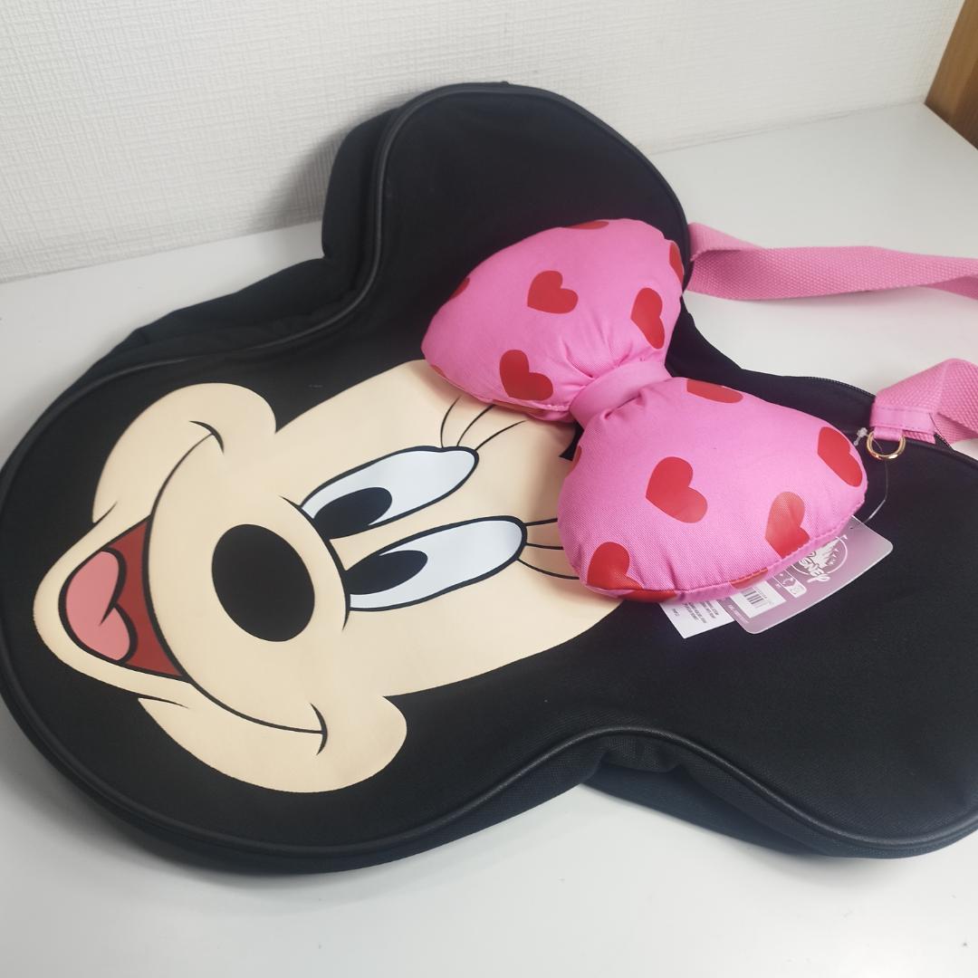 ミニーマウス ビッグフェイス トートバッグ ピンクハート 海外ディズニ IEb4