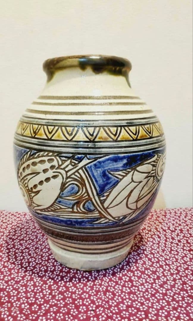 やちむん 金城次郎一門 宮城智 魚紋 大壺 人間国宝弟子