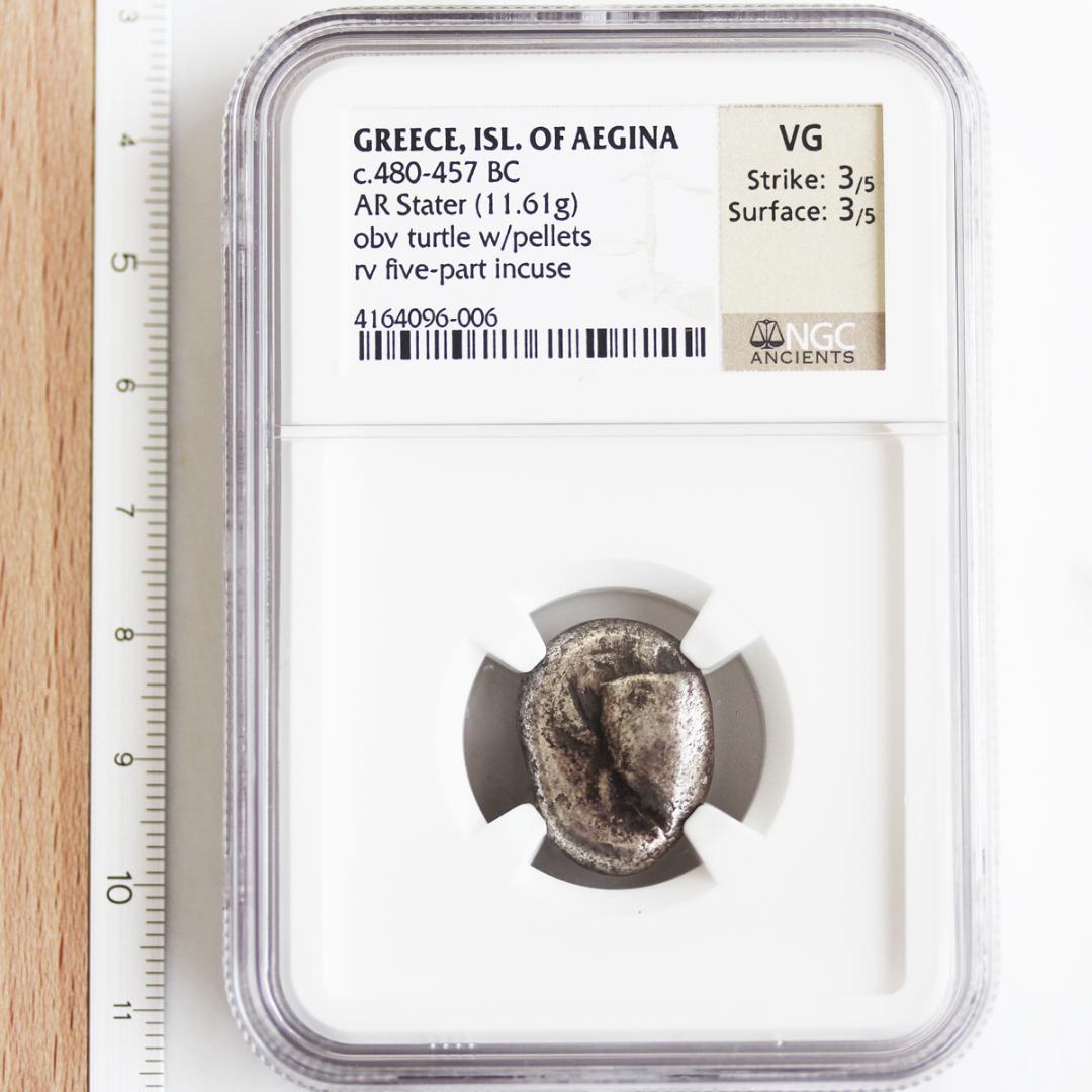古代ギリシャ最古　アイギナ　ウミガメ【VG NGC】海亀　スタテル銀貨　エーゲ海
