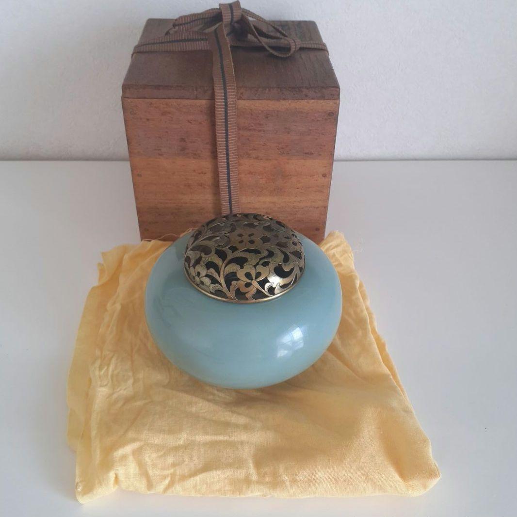 ✨青磁三足火舎香炉 透かし彫り骨董品 火舎 工芸