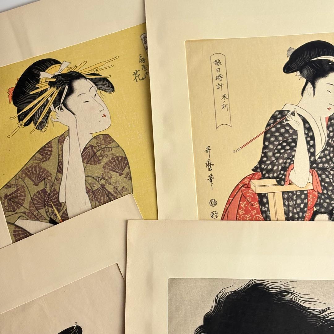 喜多川歌麿 木版画 6枚 浮世絵 當時全盛美人揃 浮気之相 娘日時計 他 美人