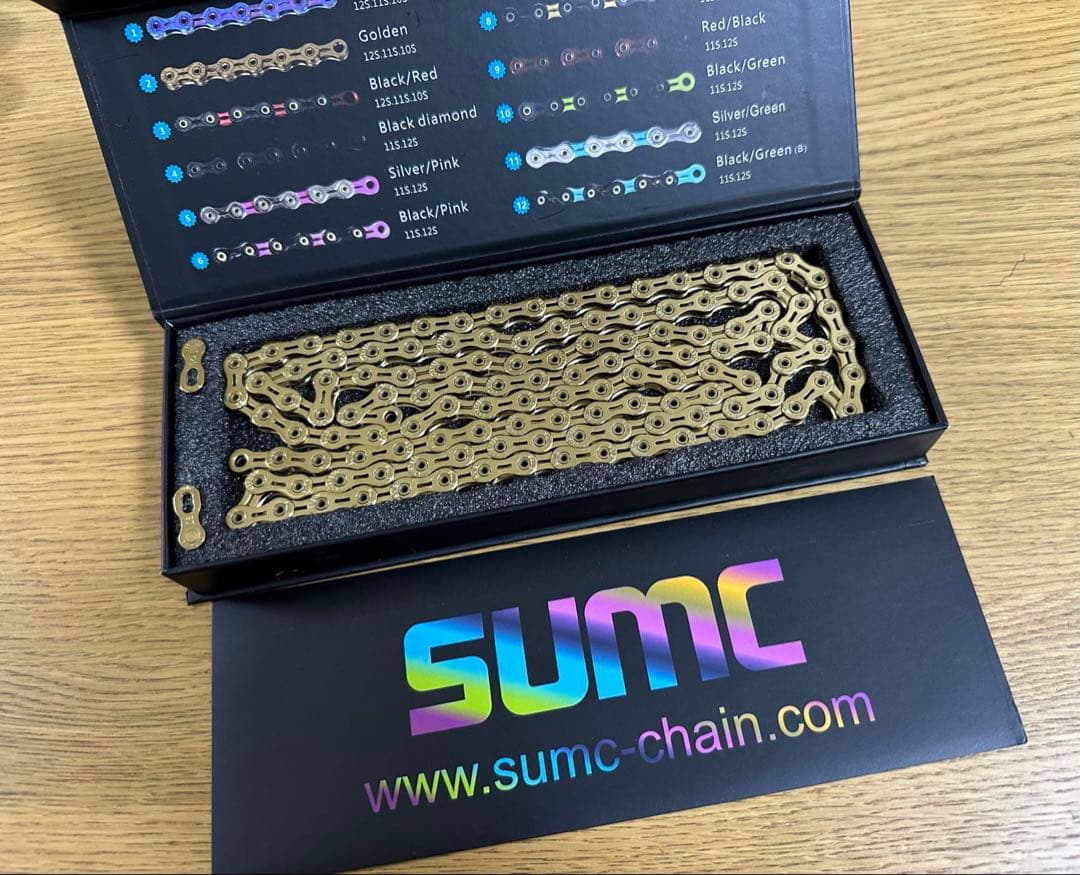 SUMC 最上級SX12SL ゴールド　ブラック ギア12速用チェーン2本セット