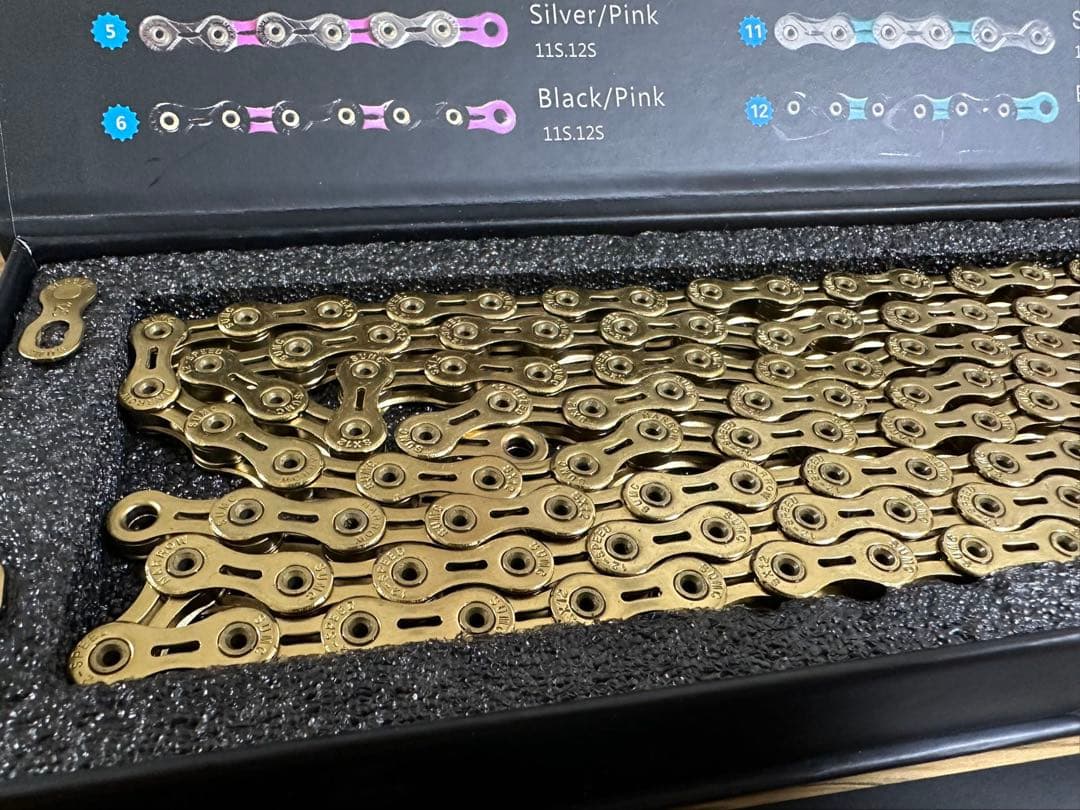 SUMC 最上級SX12SL ゴールド　ブラック ギア12速用チェーン2本セット