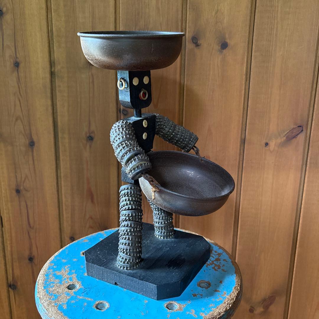 【50sビンテージ】ボトルキャップマン 黒 アンティーク人形 ハワイアン 置物